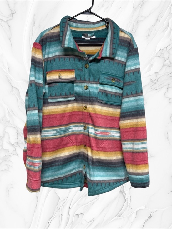 O'Neill Other - O'Neill Aztec print Striped flannel Jacket in Teal, Coral & Mustard Large NWT